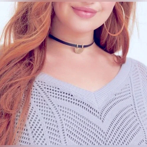 Torrid Womens Gray V-Neck 3/4 Sleeve Open Knit Textured Sweater - Picture 3 of 11